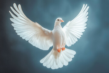 Fototapeta premium Flying white dove on transparent background