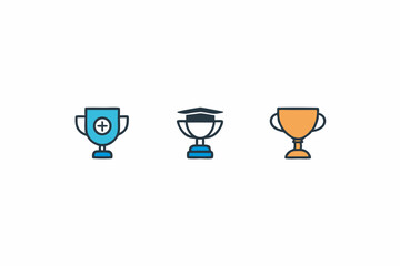 Set of Trophy icon logo vector template, Education icon concepts on white.
