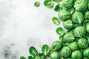 Fresh Brussels Sprouts on a White Background
