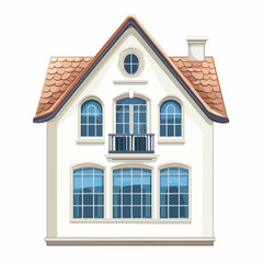 Obraz premium Modern House Vector Illustration with Big Window Isolated on White Background