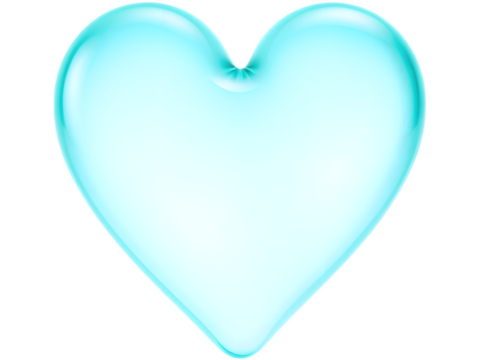 A light blue, glossy heart shape.