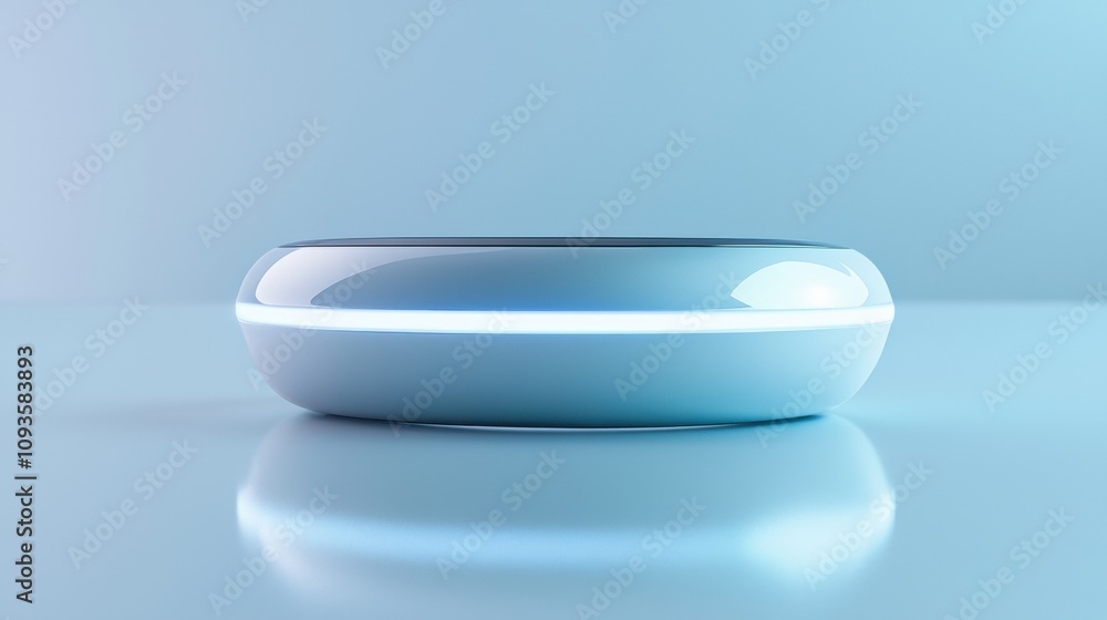 Poster a round object with a blue light on it