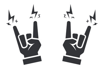 rock hand icon. metal band gestures.