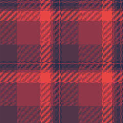 Cover textile check background, madras plaid texture pattern. Upscale vector fabric seamless tartan in red and pink colors.