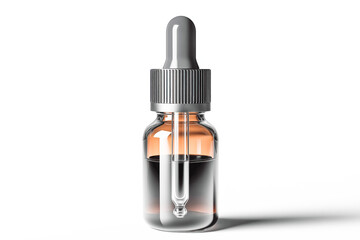 Glass dropper bottle serum isolated on white background