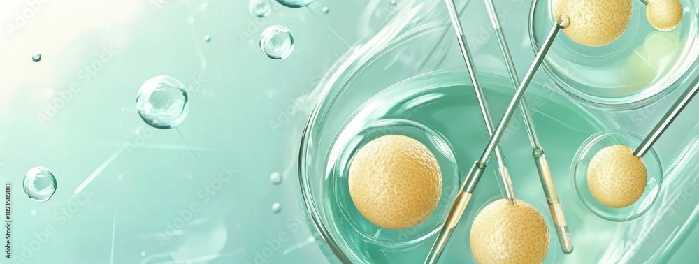 Aufkleber abstract representation of scientific elements, featuring bubbles and spherical shapes.