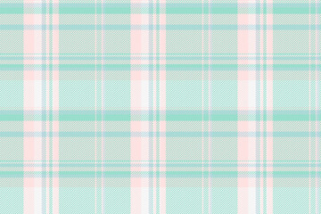 Copy space textile check fabric, give seamless pattern background. Infinity tartan vector plaid texture in teal and misty rose colors.
