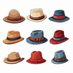 Assortment of Colorful Hats Stock Vector Illustration