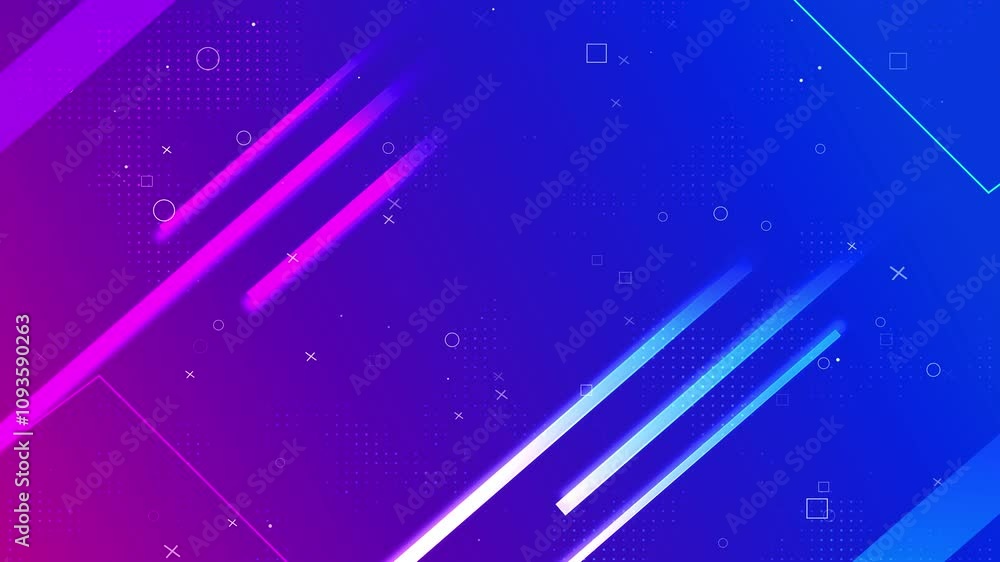 Poster Geometric shapes luxury motion graphics tech glow. Cyber circle laser figure technology on abstract background punk concept. Circular gradient universal frame business presentation wavy curve lines 3D