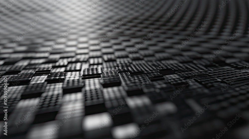 Poster abstract dark gray grid pattern, textured surface, digital rendering.