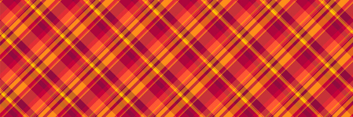 Part tartan check fabric, marriage textile vector pattern. Repeating background plaid seamless texture in red and orange colors.