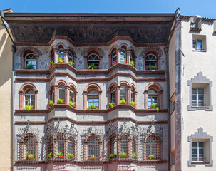 Fototapeta premium A beautiful old Building Facade in Bressanone Italy