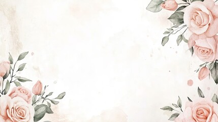 Watercolor Roses Frame Elegant Floral Design Background