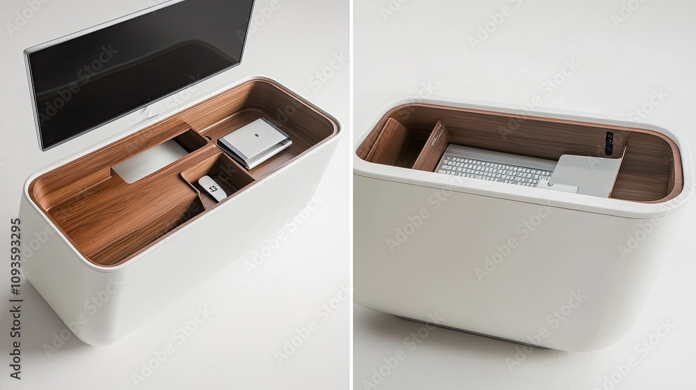 Poster modern integrated computer desk with hidden components