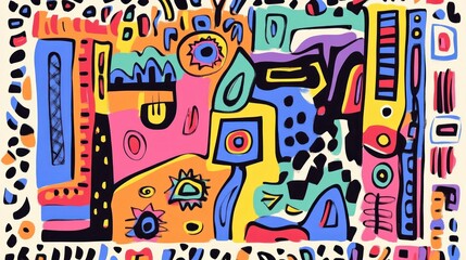 Vibrant Abstract Composition: A Symphony of Shapes and Colors