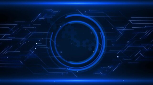 Futuristic blue technology background hud element circuit board on technology background. CPU processor Business Innovation Radar Screen blockchain sci fi circular dial tech cybersecurity hologram