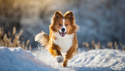 Dog running though the snow, AI FireFly Creation