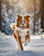 Dog running though the snow, AI FireFly Creation