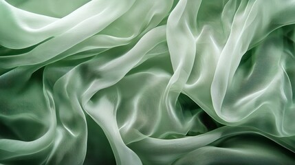 Obraz premium Abstract green background showcasing layers silk drapery, creating a luxurious feel