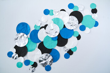 Obraz premium Blue, teal and silver paper dots 