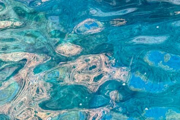 The beautiful turquoise water pattern at the bay in Turkey