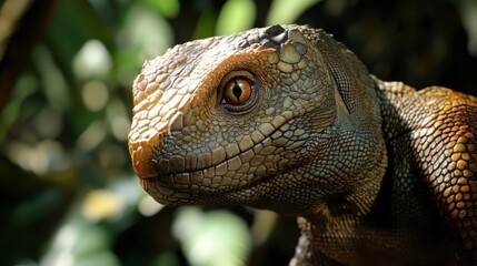 Fototapeta premium Reptile with scales, often found in warm environments.