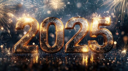 Sparkling 2025 New Year's fireworks celebration.
