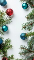 Merry christmas composition with christmas elements on white background.