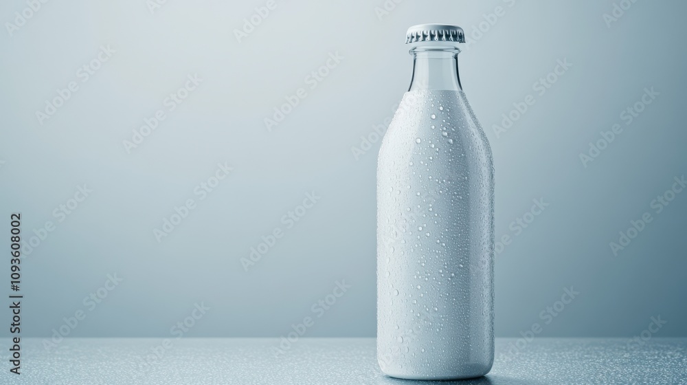 Poster a mockup provides a preview of the prototype. minimalistic bottle mockup with water droplets
