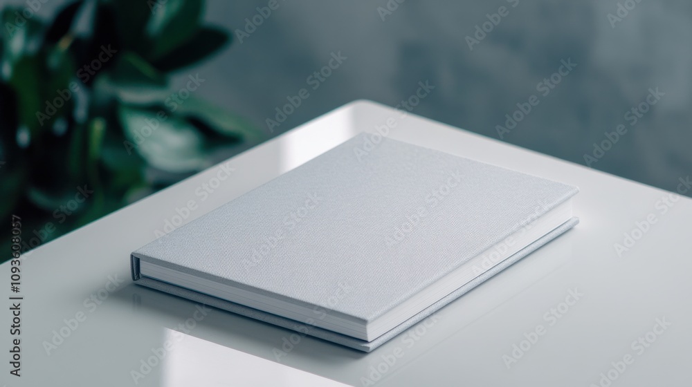 Poster a mockup provides a preview of the prototype. clean notebook mockup with geometric design