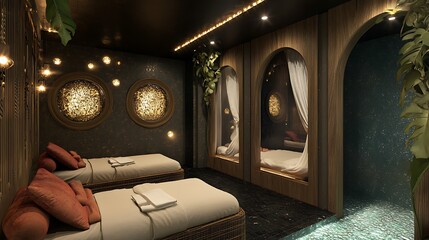A massage center with a warm and inviting atmosphere and soft, comfortable furnishings