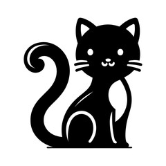 black and white cat with a white background silhouette art style vector outline