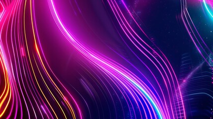 Abstract neon lines on a cosmic canvas, Spacious white space for text