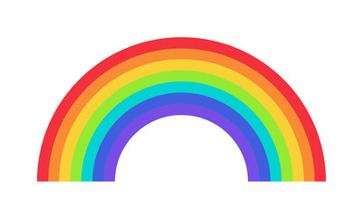 Colorful rainbow icon: a flat design symbol representing a full spectrum of colors, ideal for apps and websites. The icon can be used to represent diversity, creativity, or visual themes. Vector illus