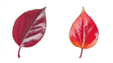 Vibrant autumn leaves: red and orange nature collection on white background