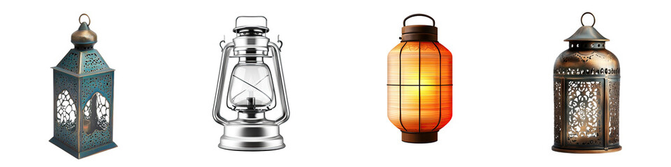 Lantern &ndash; Portable Light Source, Often Used Outdoors or for Decoration Isolated on Clear White Background Highly Detailed