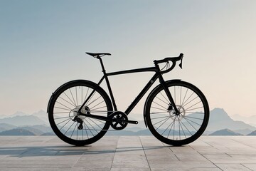 Fototapeta premium Minimalist Black Bicycle in Striking Views - 3D Rendered Illustration