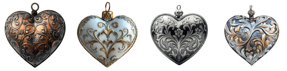 Heart-Shaped Ornament &ndash; A Decorative Item Symbolizing Love and Appreciation Isolated on Clear White Background Highly Detailed