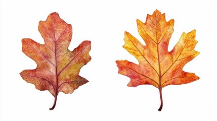 Obraz premium Autumn oak leaves isolated on white background