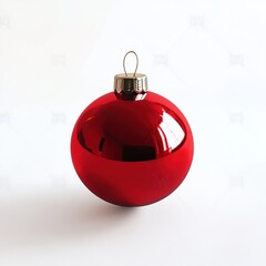 Festive White Background with Red Christmas Ornaments