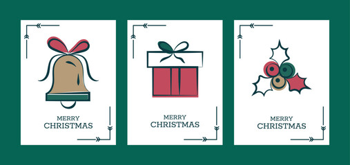 modern Christmas minimalist
Card greeting elegant card vector set design.Merry christmas invitation cards with gold xmas tree, ball and ornaments Snowflake Decoration Vector illustration