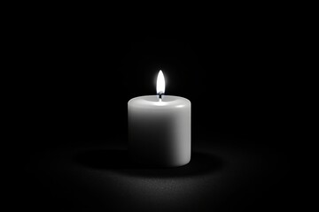 Soft glow illuminates a serene space as a solitary white candle flickers gently in the dark, casting delicate shadows and inviting tranquility during a peaceful evening