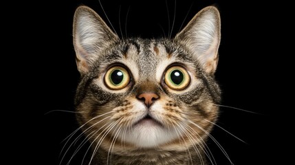 Obraz premium Astonished Tabby Cat Close-Up Portrait