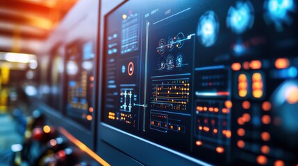 Obraz premium Futuristic Control Panel Interface: Advanced Technology Dashboard