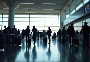 Shadows of people, passengers at the station