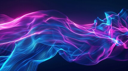 Abstract neon waves on a cosmic canvas, Spacious white space for text