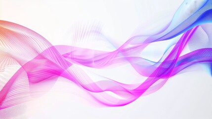 Fototapeta premium Abstract neon waves on a solid color backdrop, Clean white space in the center