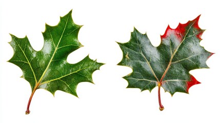 Fototapeta premium Green and red maple leaves showcasing seasonal change