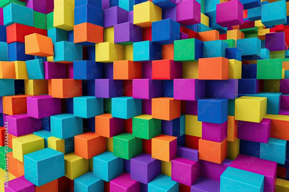 Aufkleber colorful 3d geometric designs with dynamic cube patterns and vibrant shapes