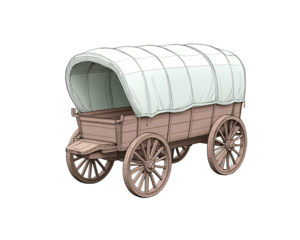 a drawing of a covered wagon